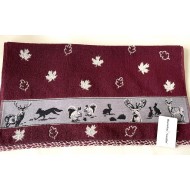 Handdoek - Bosdieren - Burgundy